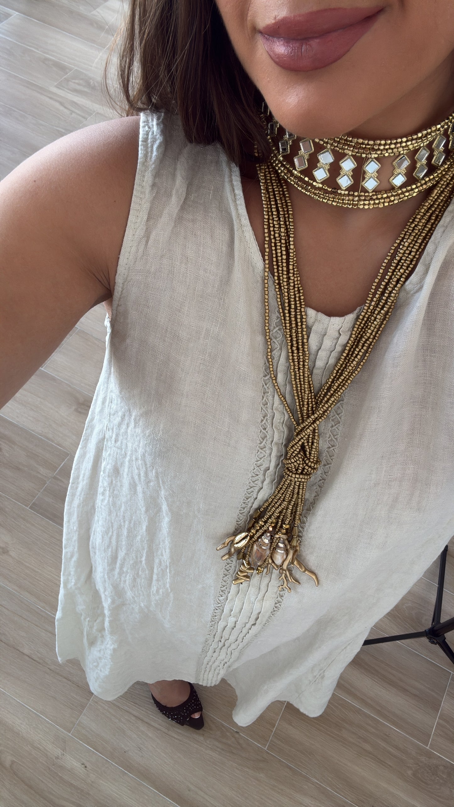 Vestido Lino Beige