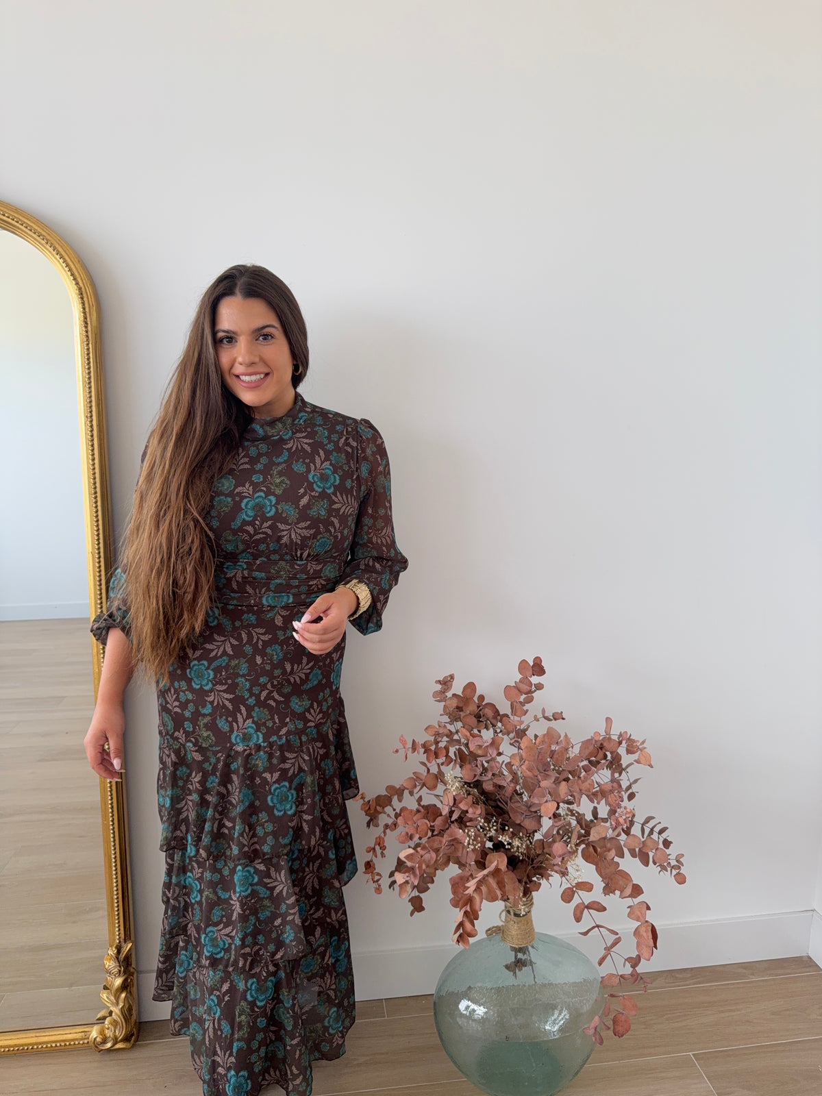 Vestido Floral Marrón