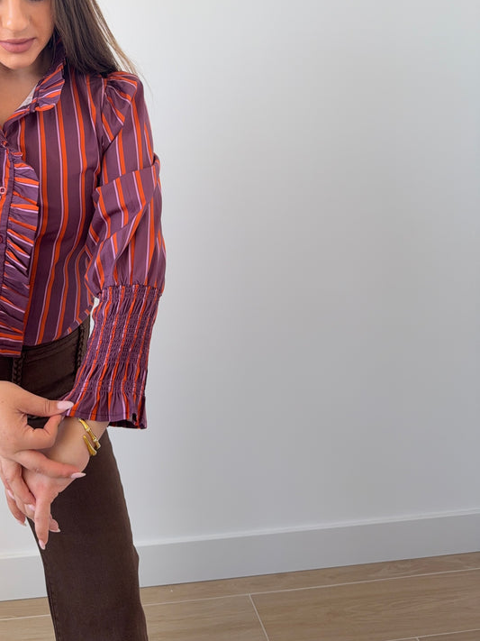 Blusa Rayas Lila/Naranja