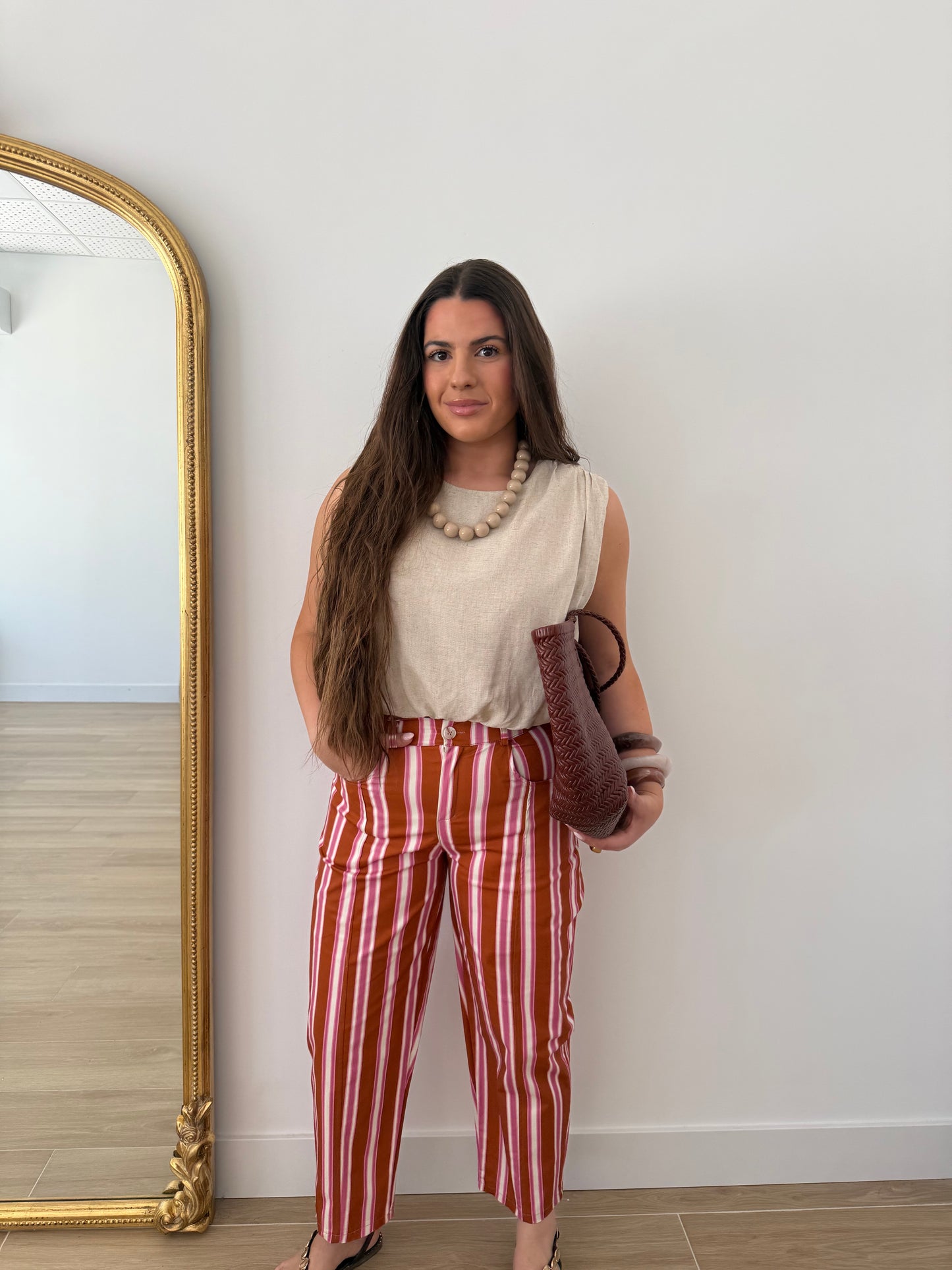 Pantalón Straight Naranja y Rosa