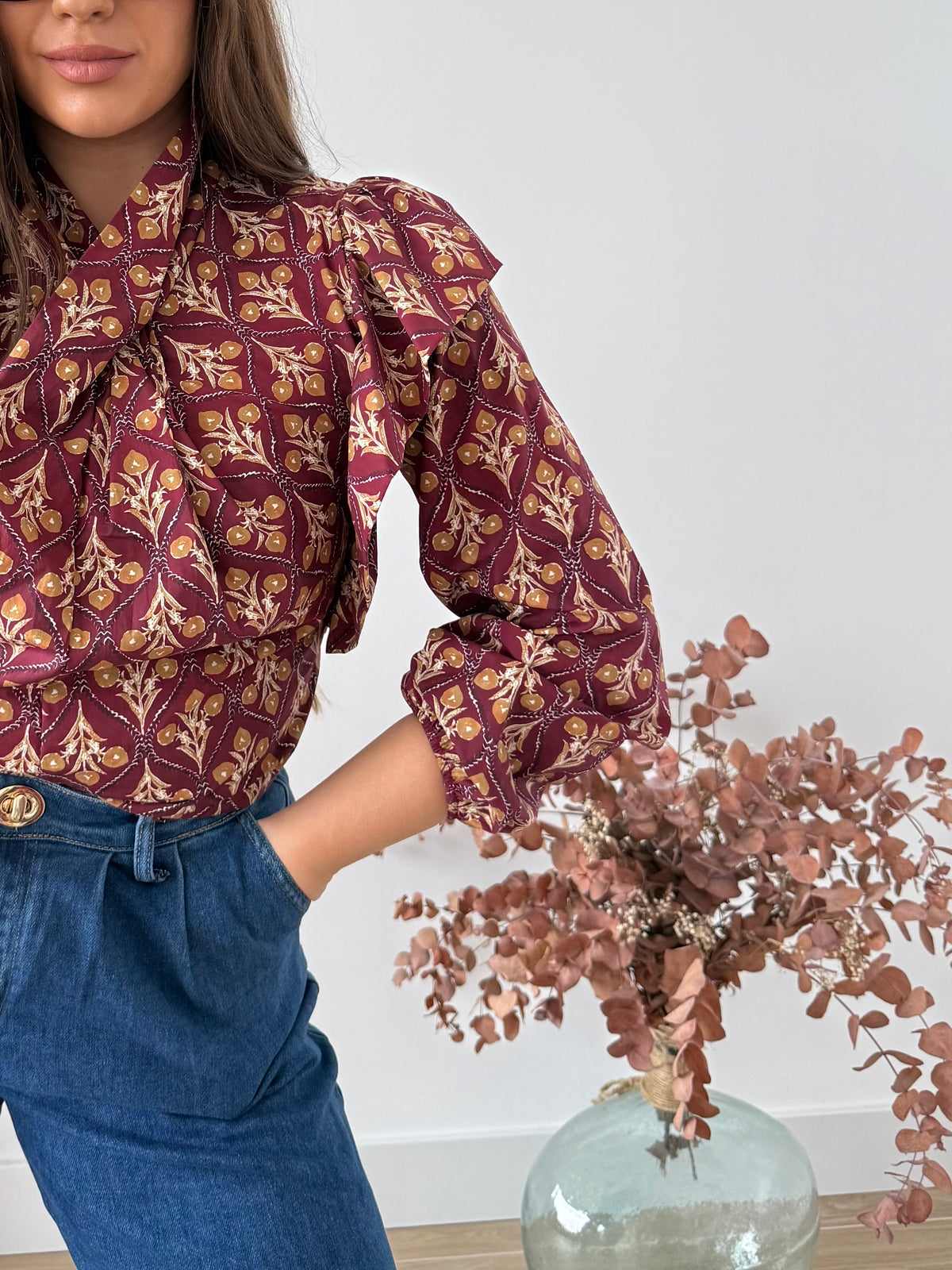 Blusa Cruzada Burdeos