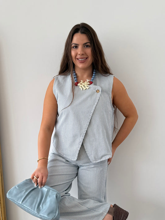 Chaleco denim rayas
