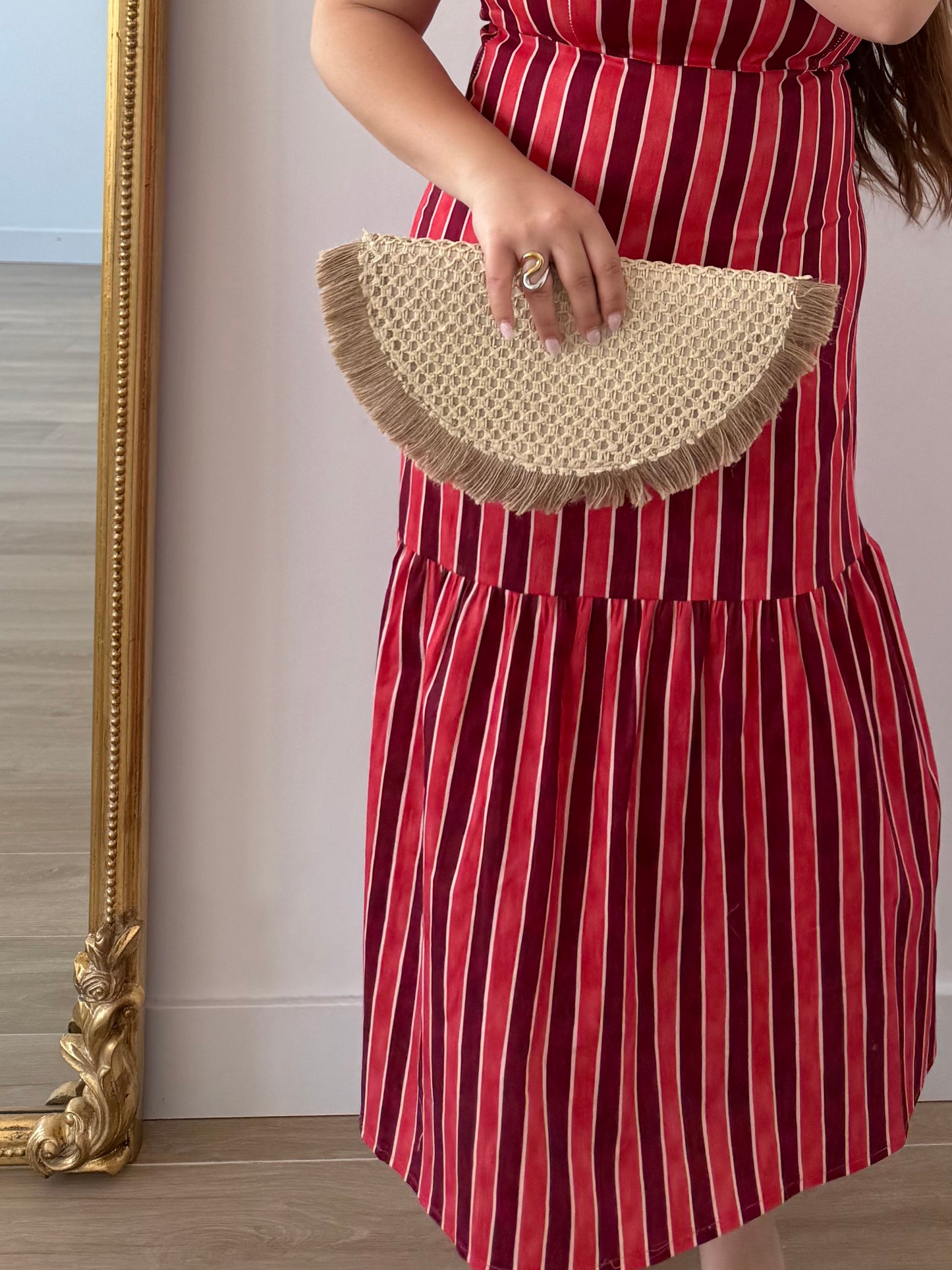 Vestido rayas granate
