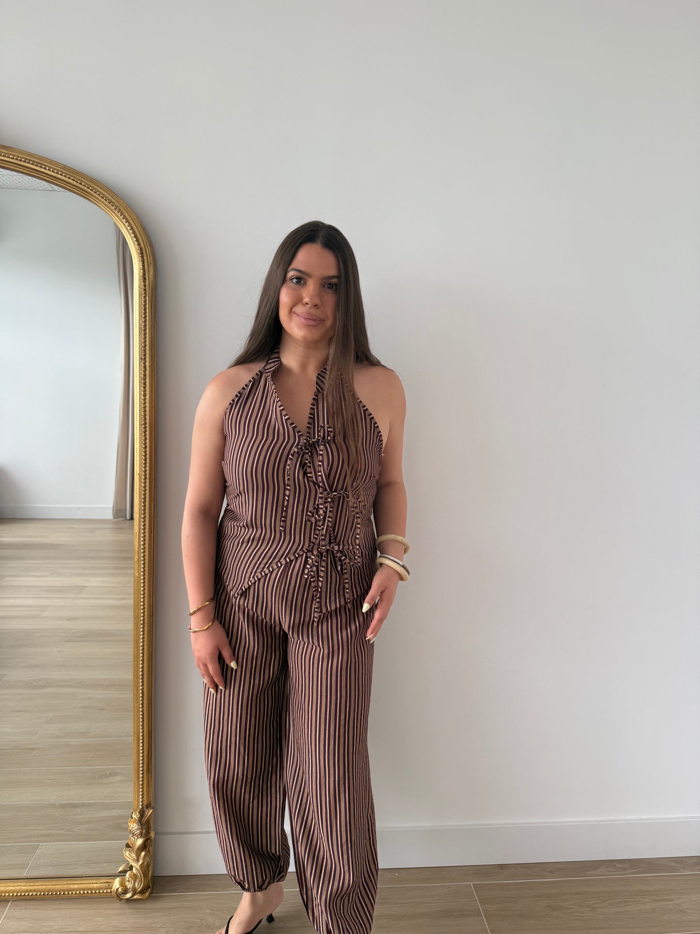Conjunto Rayas Choco y Morado