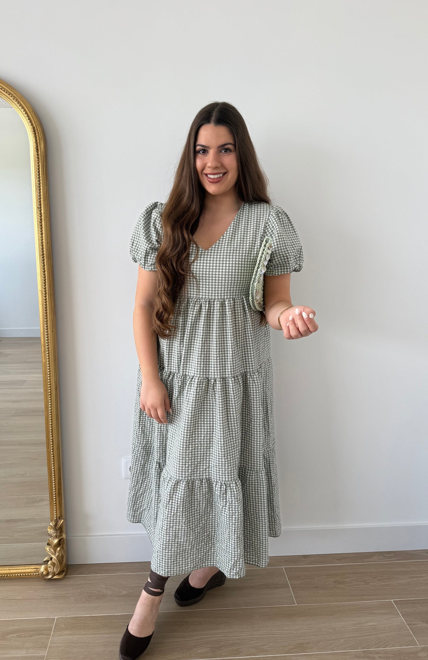 Vestido Vichy Kaki