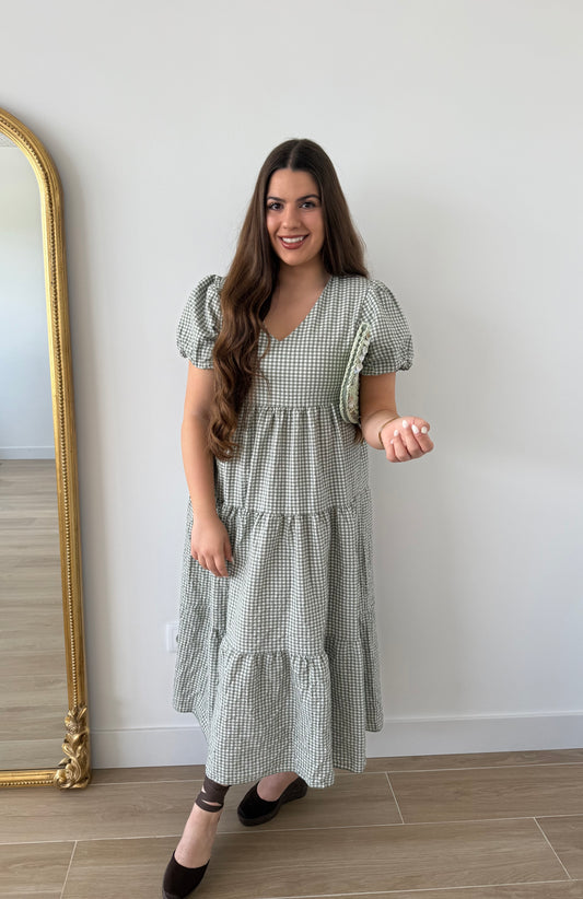 Vestido Vichy Kaki