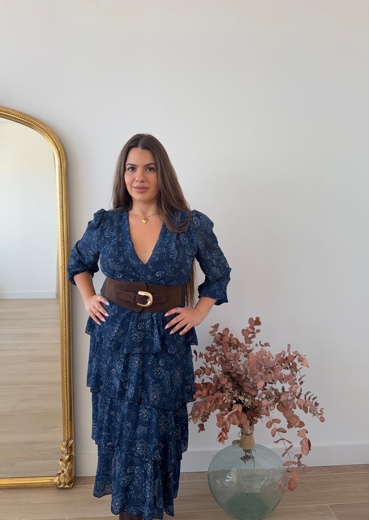 Vestido Floral Marino