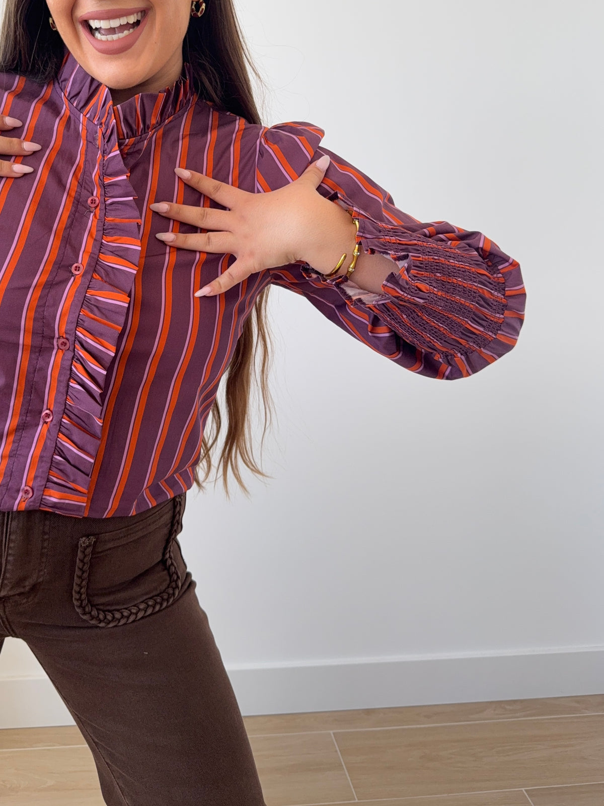 Blusa Rayas Lila/Naranja