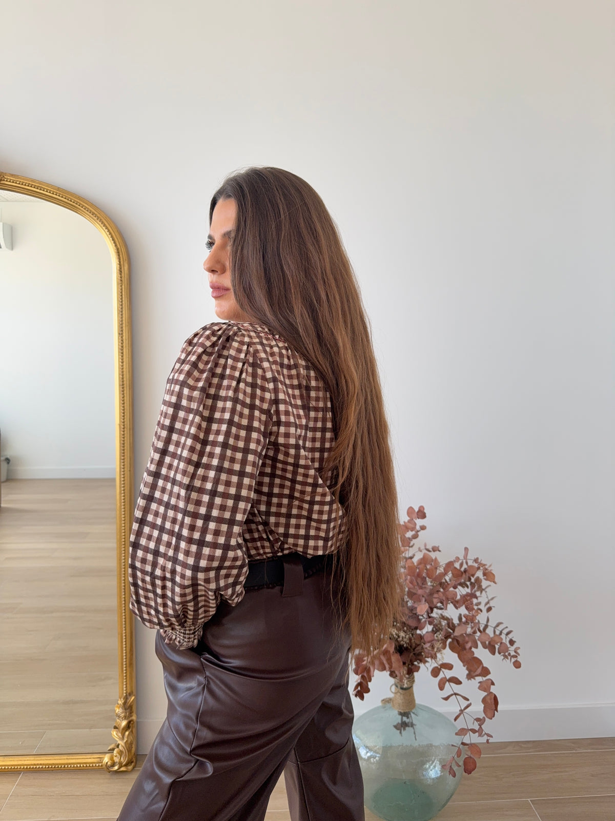 Blusa Vichy Marrón