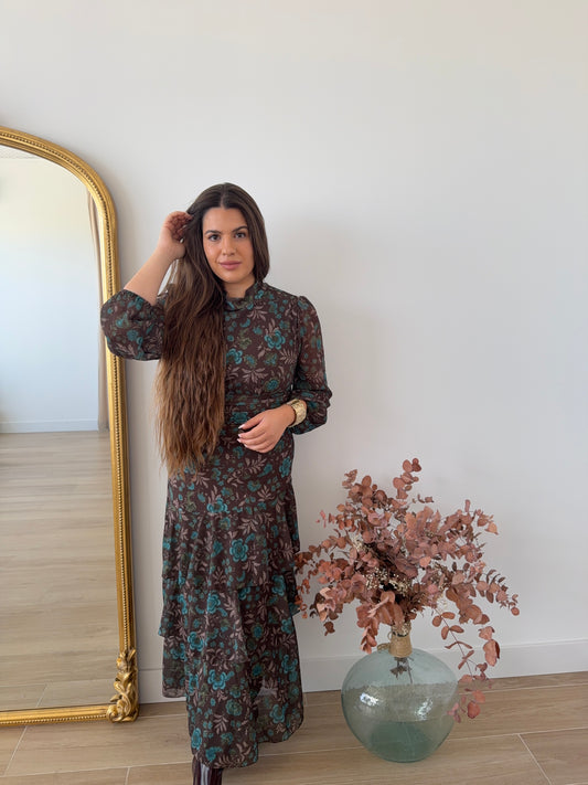 Vestido Floral Marrón