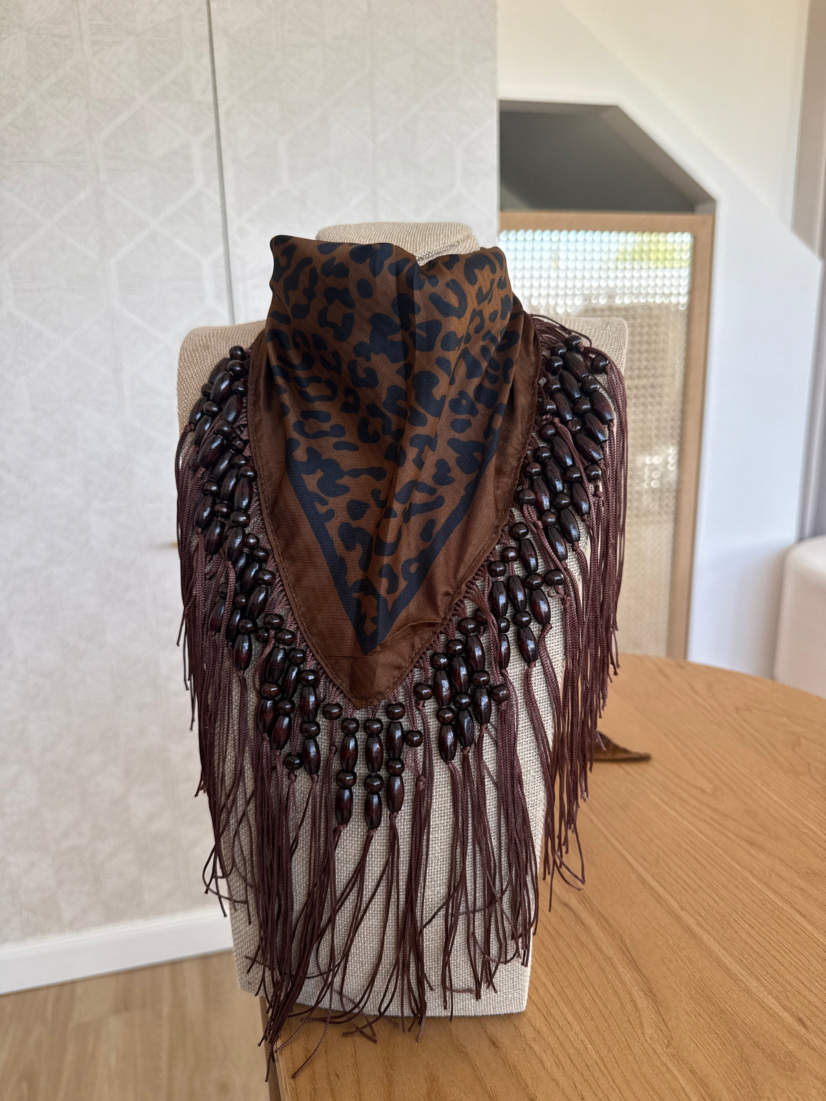 Pañuelo Animal Print Flecos