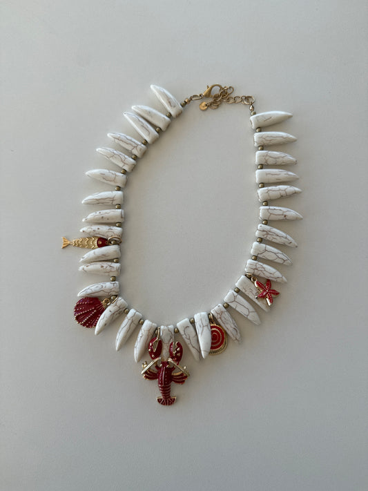 Colgante langosta beige y rojo