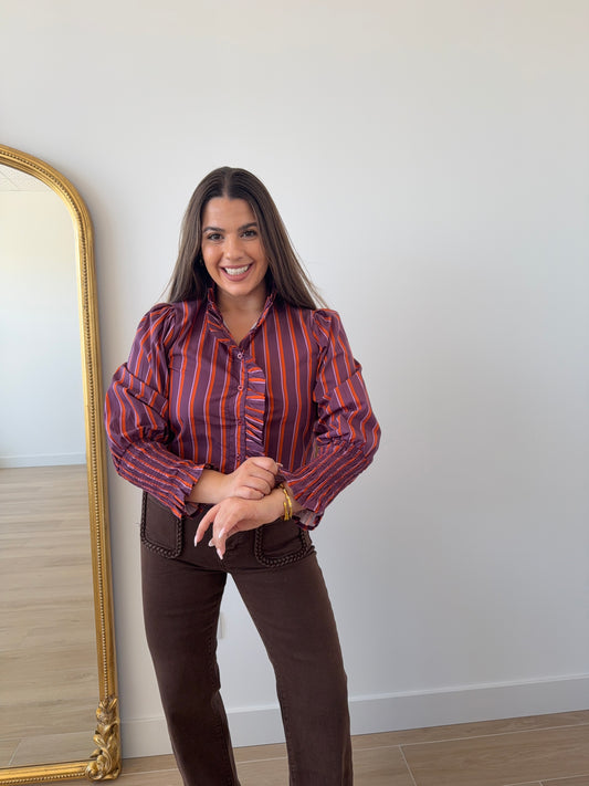 Blusa Rayas Lila/Naranja