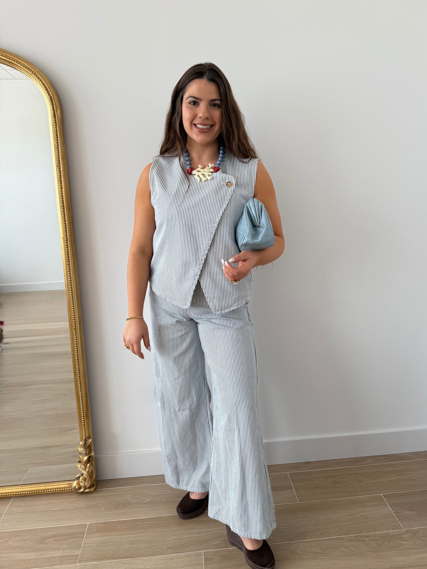 Chaleco denim rayas