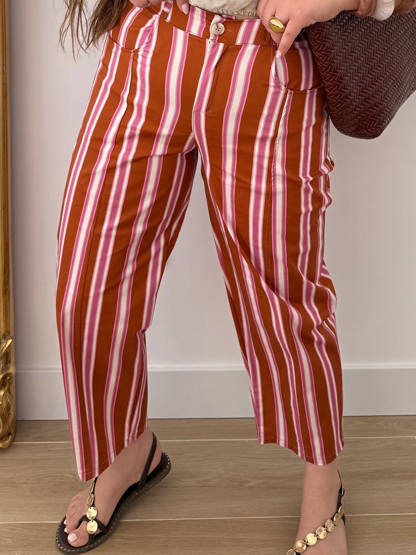 Pantalón Straight Naranja y Rosa