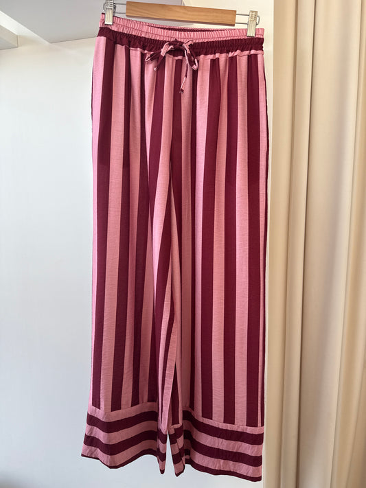 Pantalón rayas fucsia y rosa