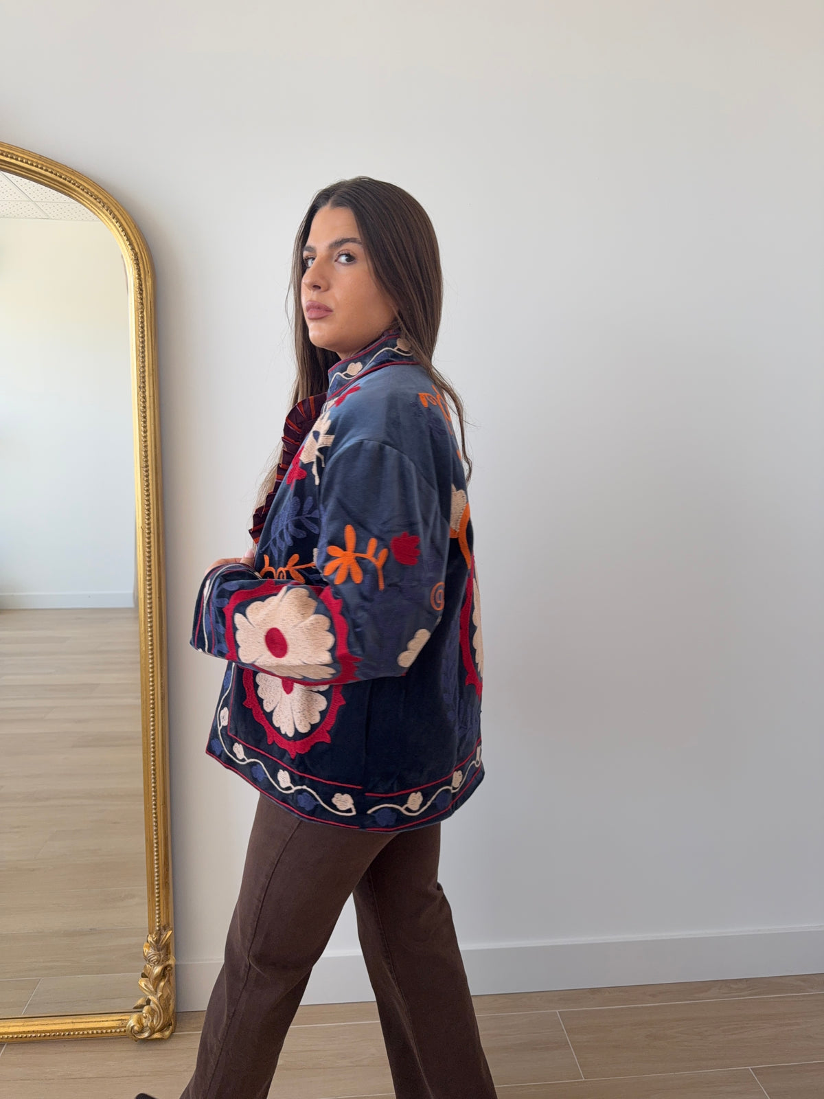 Chaqueta Suzani Terciopelo Azul