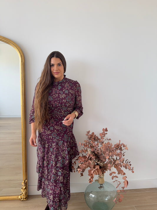 Vestido floral Burdeos