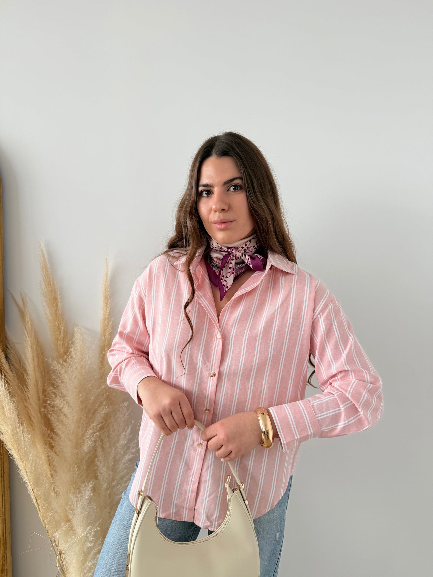 Camisa Rayas Diplomáticas Rosa