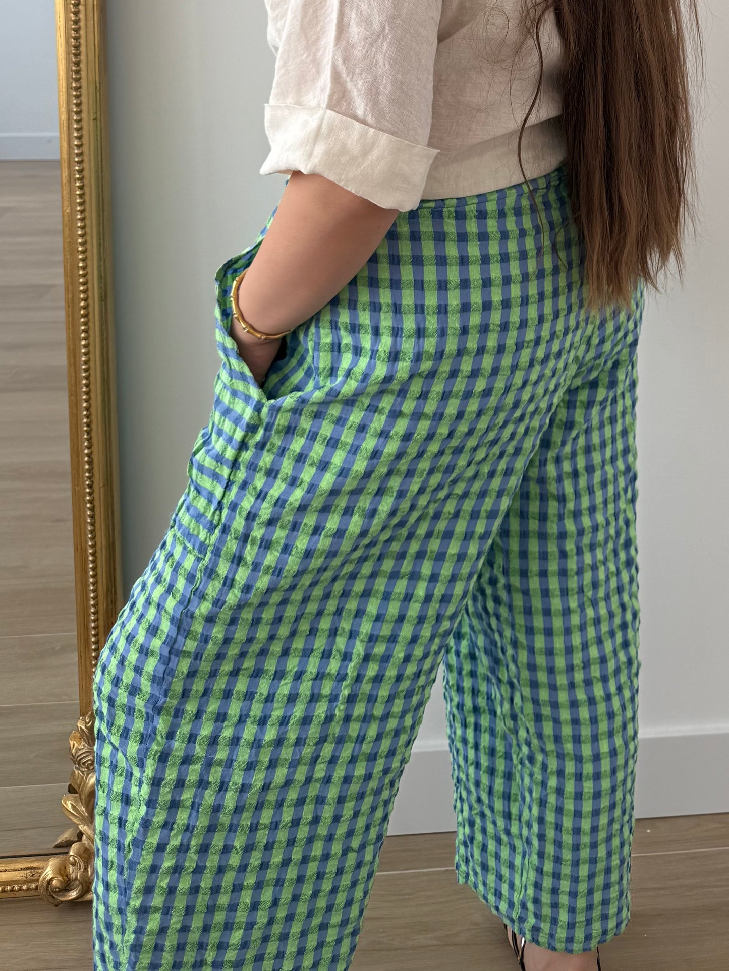 Pantalón Vichy Verde y Azul