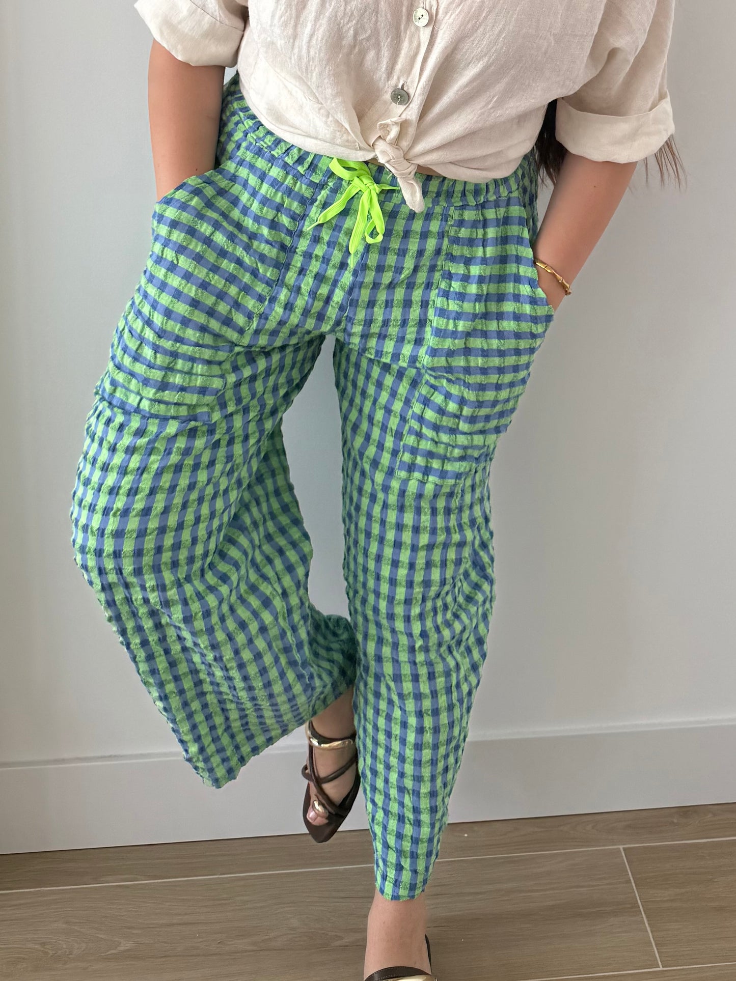 Pantalón Vichy Verde y Azul