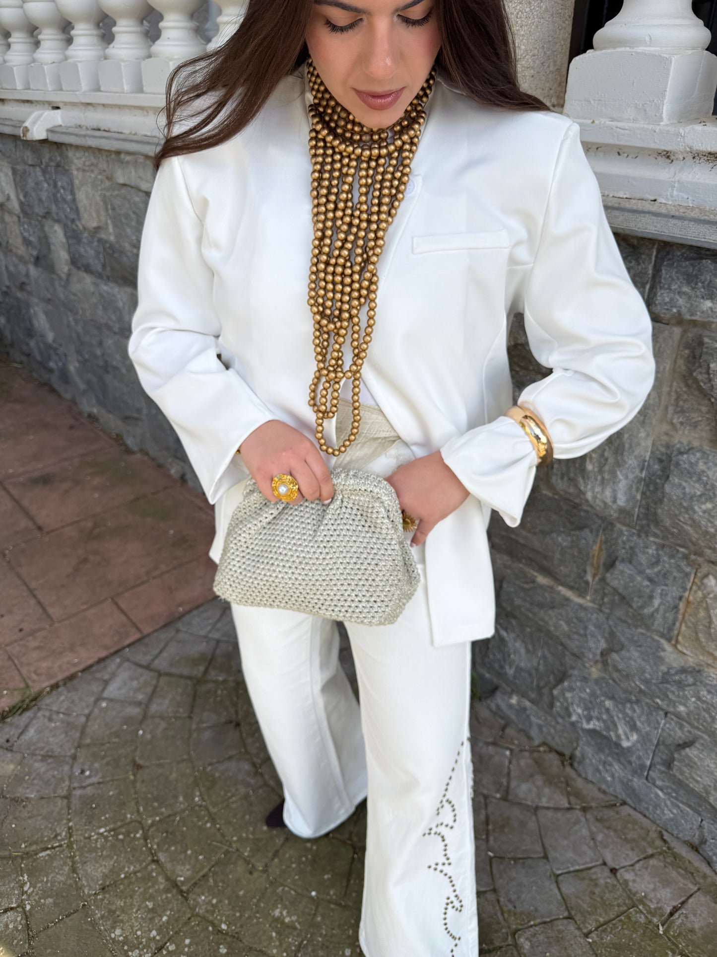 Blazer cruzada blanca