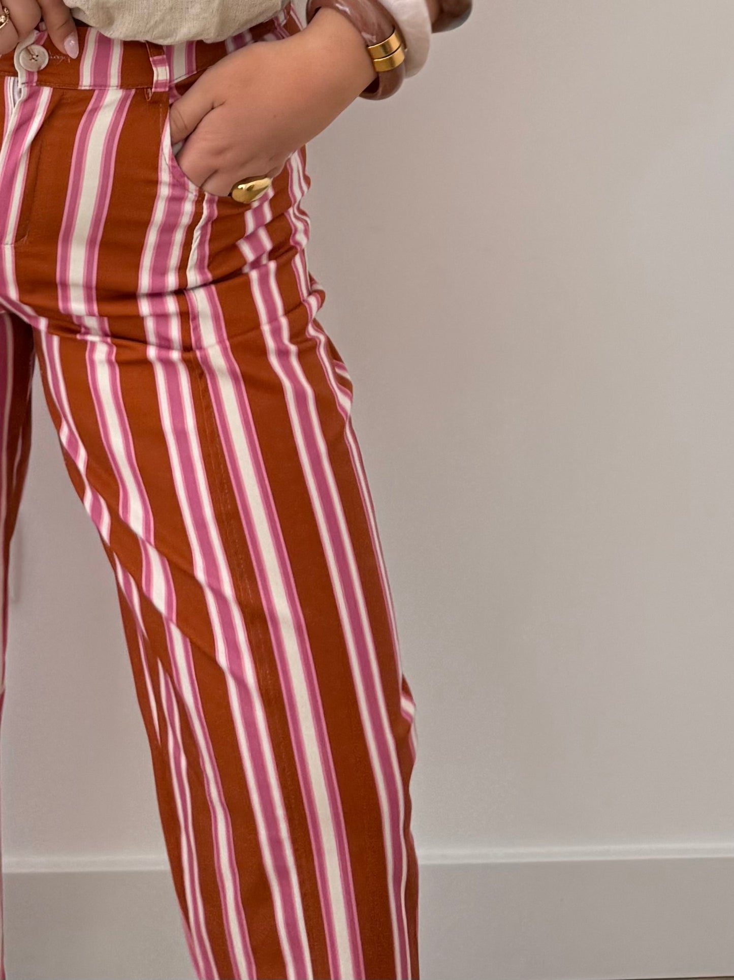 Pantalón Straight Naranja y Rosa