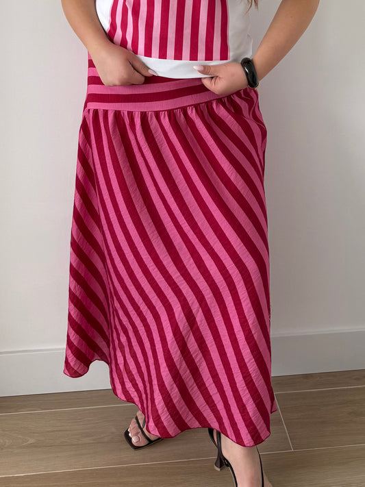 Falda rayas fucsia y rosa