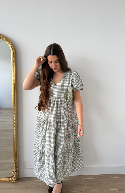 Vestido Vichy Kaki