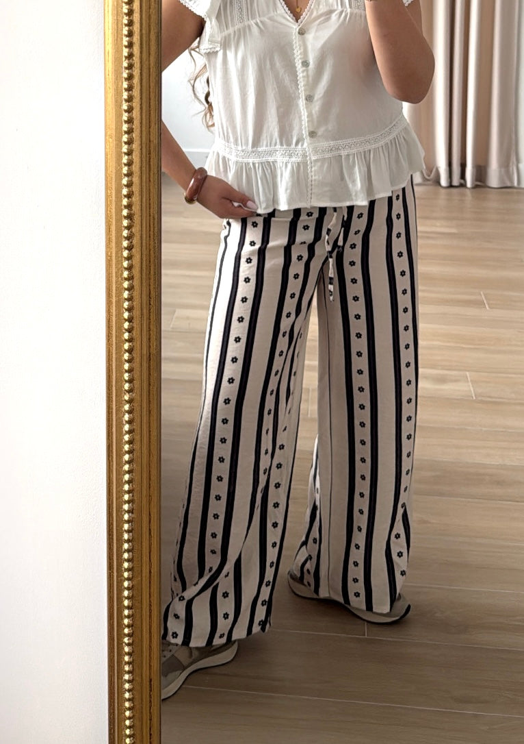 Pantalón rayas flor