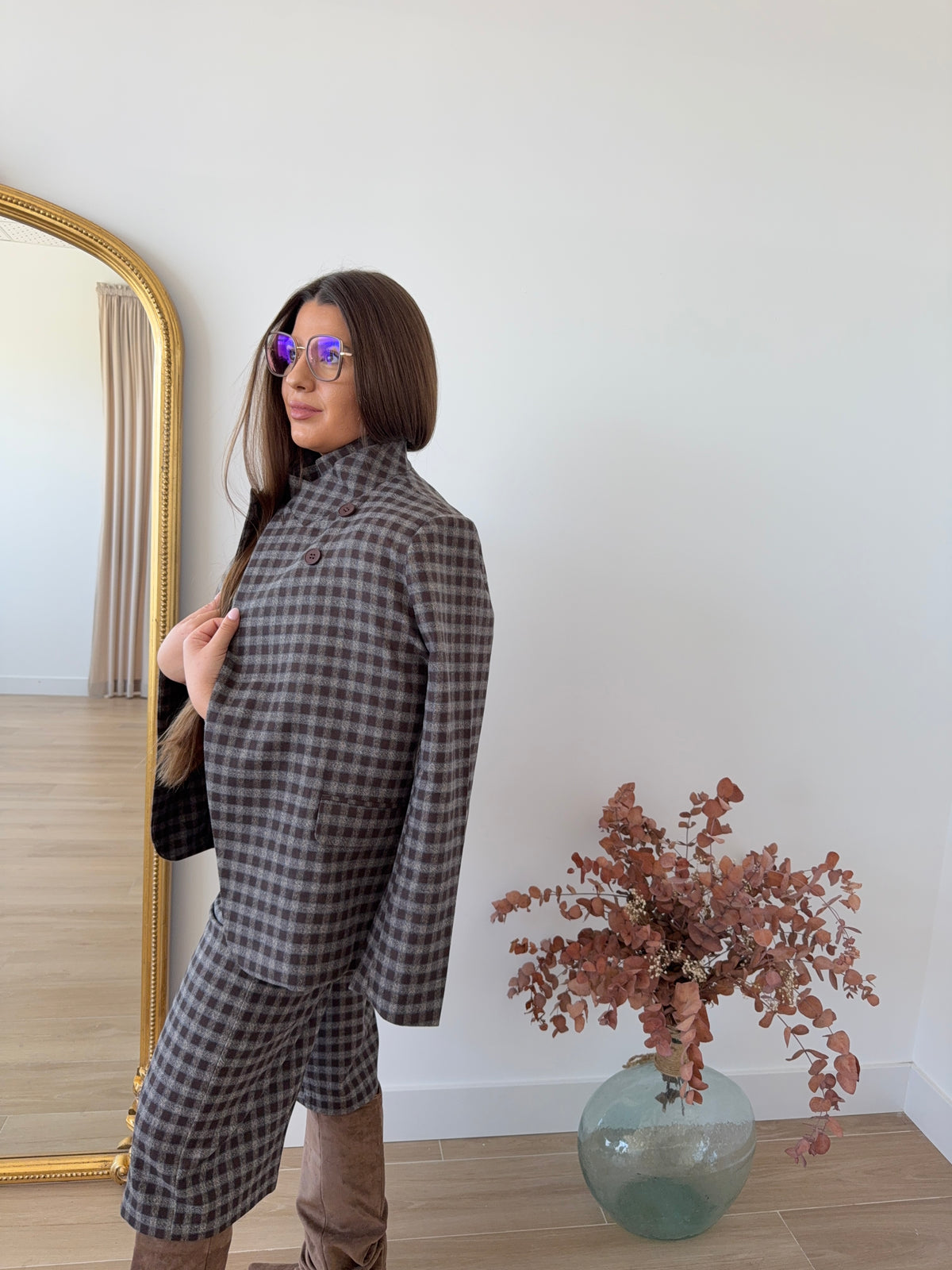 Blazer Cuadros Gris