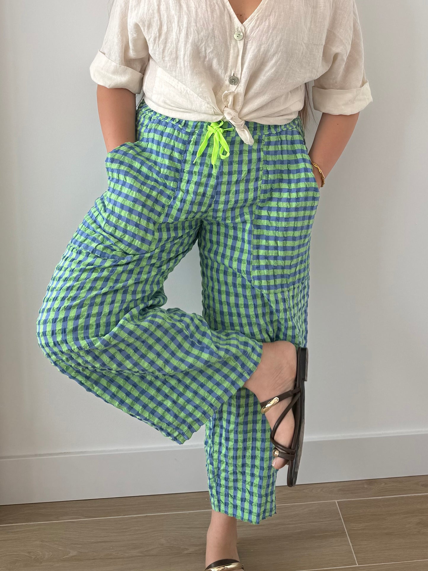 Pantalón Vichy Verde y Azul