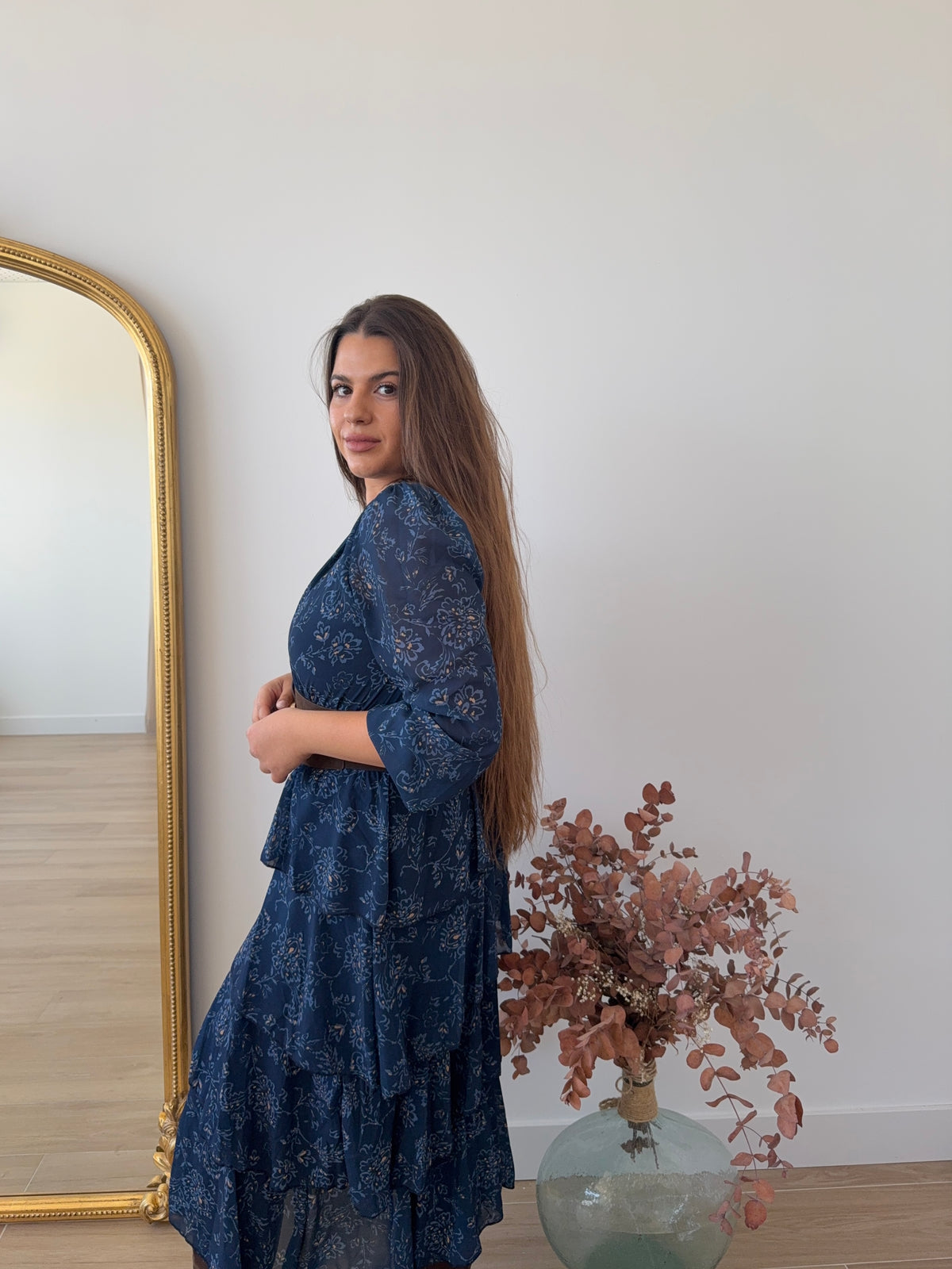Vestido Floral Marino