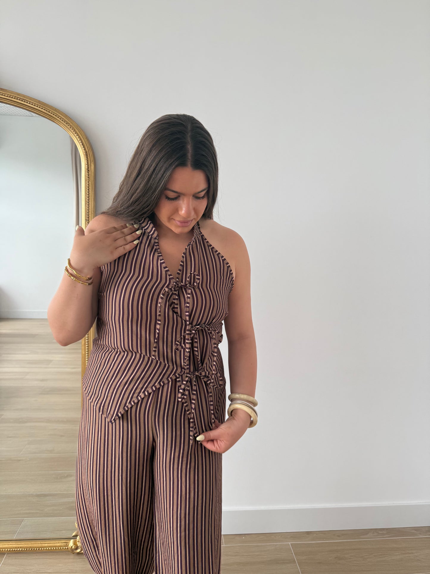 Conjunto Rayas Choco y Morado