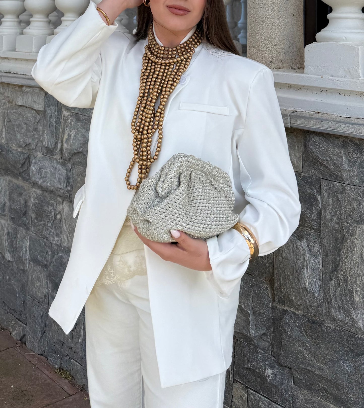 Blazer cruzada blanca