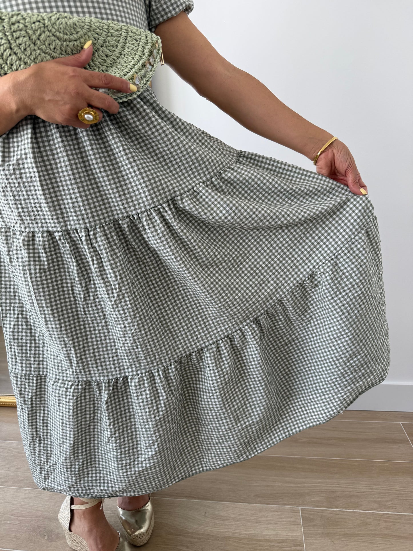 Vestido Vichy Kaki