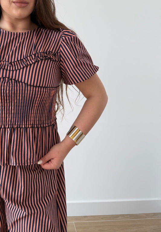 Conjunto Rayas Azul y Naranja