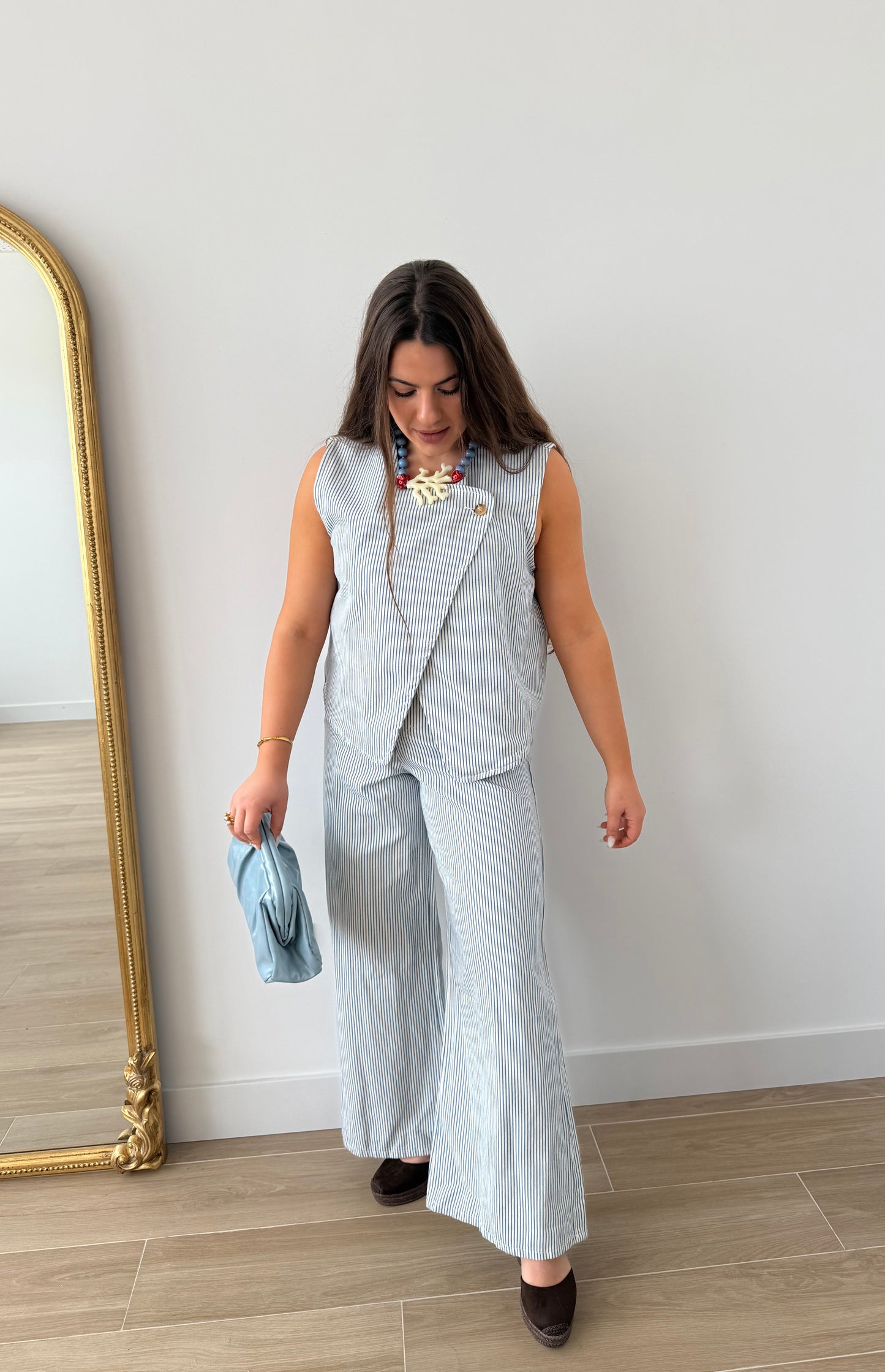 Chaleco denim rayas