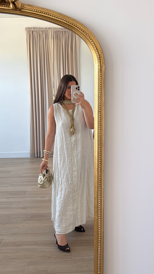 Vestido Lino Beige