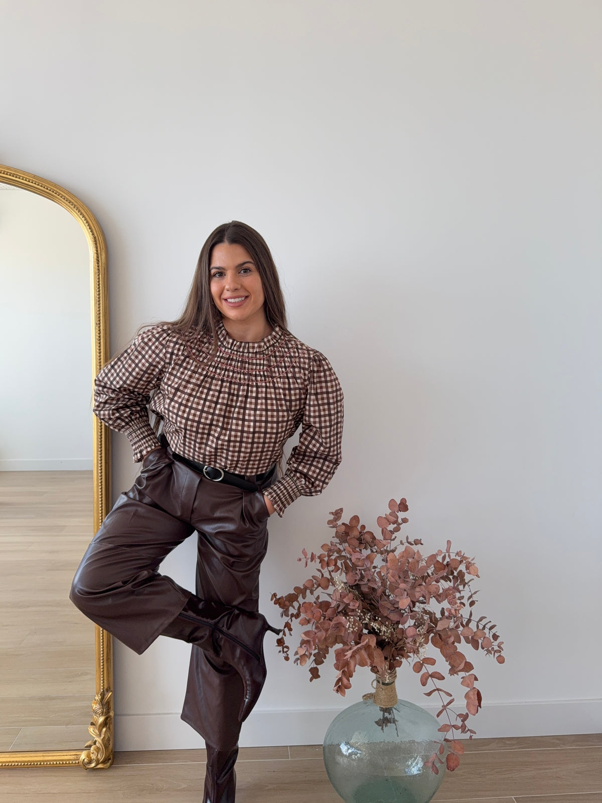 Blusa Vichy Marrón